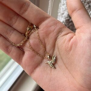 JEWELRY NECKLACE GOLD HUMMINGBIRD PENDANT
